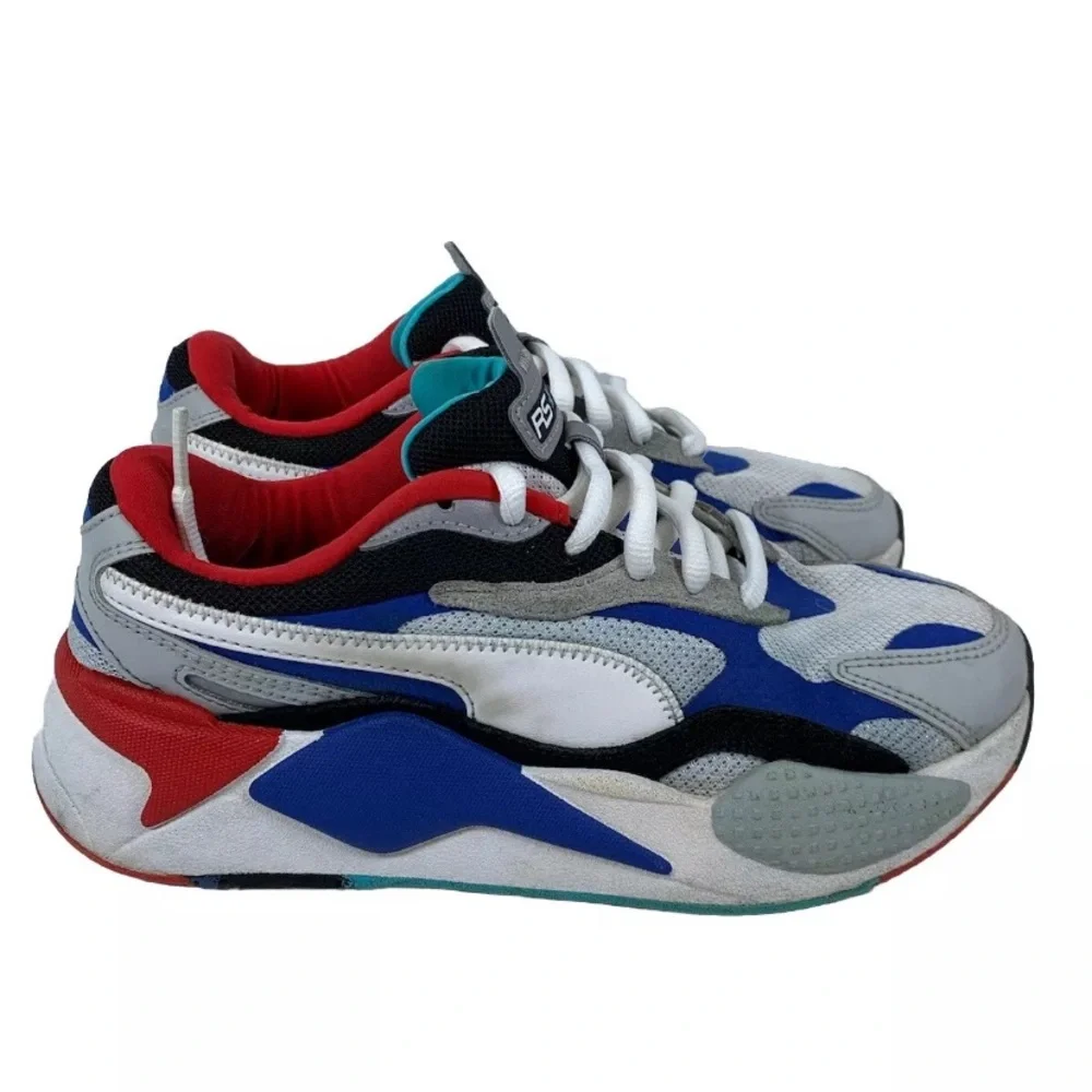 Puma RS-X3 Puzzle Child Sneakers Size 6.5C White Blue Red 372357-05 (S207)